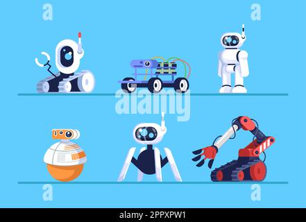 robotics concept, cartoon robot with wheel icon over white background, half  line half color style, vector illustration Stock Vector Image & Art - Alamy