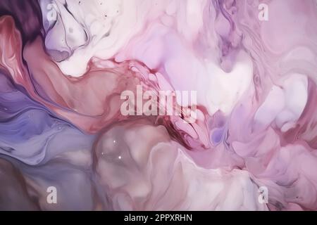 Abstract pink, violet and white alcohol ink art background. Stock Photo