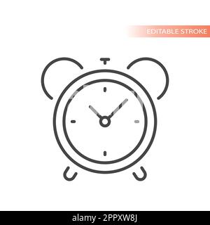 Alarm clock with bell line vector icon Stock Vector