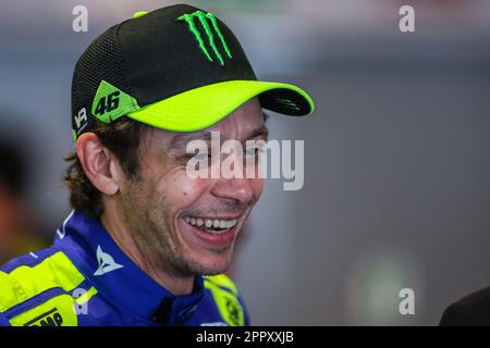 Monza, Italy. 21st Apr, 2023. Valentino Rossi of Italy and BMW M4 GT3 Team WRT speaks with journalists at the press conference during the Fanatec GT World Challenge Europe Monza at Autodromo Nazionale Monza. (Photo by Fabrizio Carabelli/SOPA Images/Sipa USA) Credit: Sipa USA/Alamy Live News Stock Photo