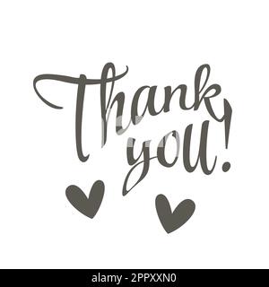 Thank you handwritten letters with hearts Stock Vector
