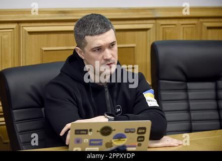 KYIV, UKRAINE - APRIL 25, 2023 - Deputy Prime Minister for Innovation, Education, Science and Technology Development - Minister of Digital Transformat Stock Photo