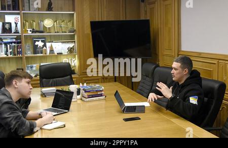 Non Exclusive: KYIV, UKRAINE - APRIL 25, 2023 - Deputy Prime Minister for Innovation, Education, Science and Technology Development - Minister of Digi Stock Photo