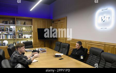 Non Exclusive: KYIV, UKRAINE - APRIL 25, 2023 - Deputy Prime Minister for Innovation, Education, Science and Technology Development - Minister of Digi Stock Photo