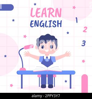 English Class Template Background Hand Drawn Cartoon Flat Illustration Stock Vector