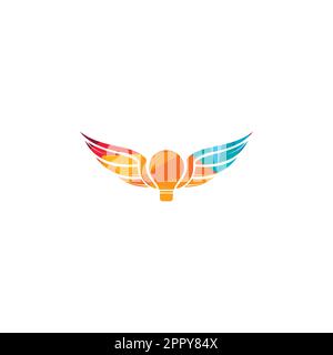 Abstract elegant bulb wings logo icon vector design. Universal creative idea negative space symbol. Smart education delivery vector sign. Stock Vector