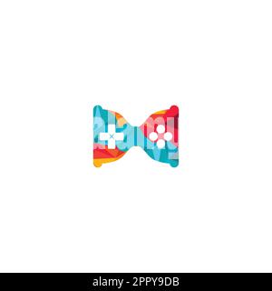 Hourglass console vector logo design. Sand glass with gaming joystick icon. Stock Vector