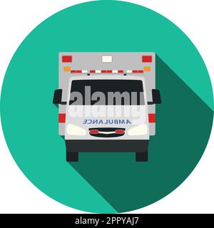 Ambulance Icon Front View. Shadow Reflection Design. Vector ...
