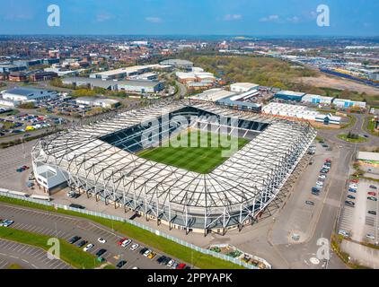 Derby County Football Club, Pride Park Stadium. Aerial Image. 18th April 2023 Stock Photo