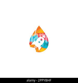 Rocket and drop logo design template. Stock Vector