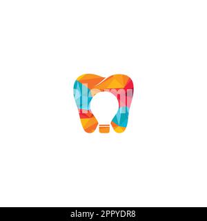 Dental Ideas vector logo design. Tooth and Light Bulb logo concept. Stock Vector