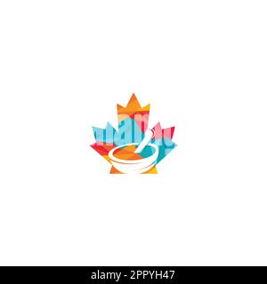 Maple leaf pharmacy logo design. Canadian pharmacy logo concept. Stock Vector