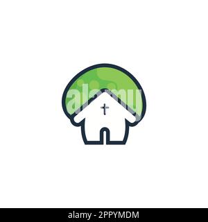 Mushroom church vector logo design. Christian church logo design concept. Stock Vector