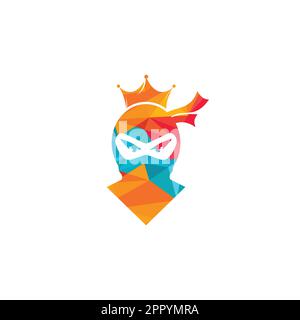 King Ninja vector logo design. Crown logo design combined with ninja. Stock Vector