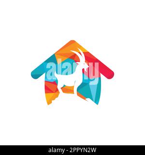 Goat home Logo Template vector design. A beard goat logo concept. Stock Vector