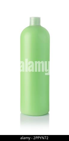 New green plastic shampoo bottle isolated on white. Stock Photo