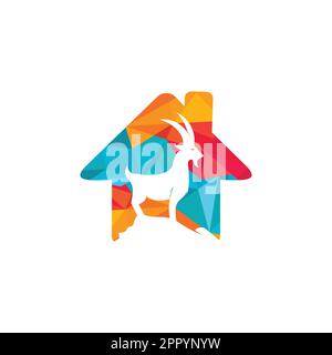 Goat home Logo Template vector design. A beard goat logo concept. Stock Vector