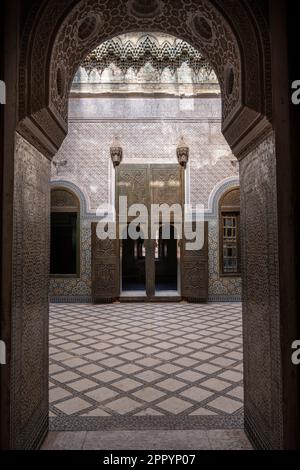 Interior of a traditional room in the Kasbah or fortified village of ...