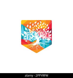 Tree root logo vector design illustration. Tree of Life logo design inspiration. Stock Vector