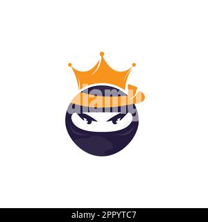 King Ninja vector logo design. Crown logo design combined with ninja. Stock Vector