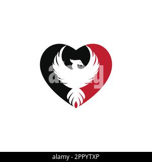 Phoenix Heart Logo Design. Best phoenix bird logo design. Stock Vector