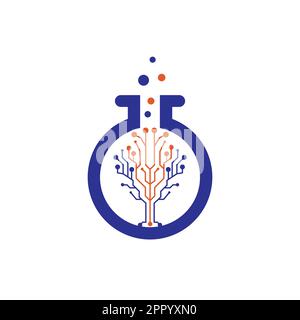Digital Tree vector logo design. Technology logo template design vector. Stock Vector