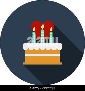 Cacke With Candles And Heart Icon Stock Vector