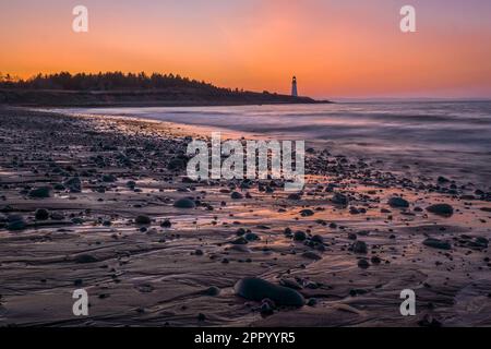 The rocky beach at New Victoria Nova Scotia at low tide photographed at