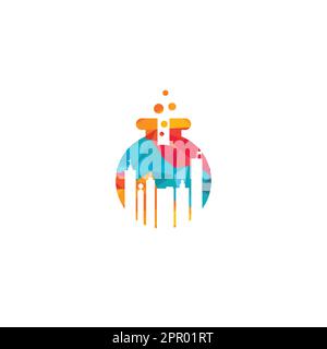 Building lab vector logo design. Building with tube test symbol logo design. Stock Vector