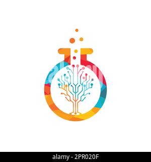 Digital Tree vector logo design. Technology logo template design vector. Stock Vector