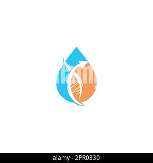 Water drop and human DNA molecules logo design. Abstract Human DNA molecular structures logo template. Stock Vector
