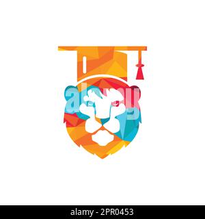 Lion Student vector logo design. Lion academy logo concept. Stock Vector