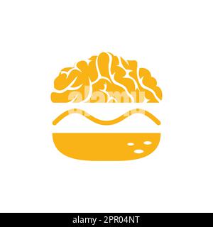 Burger Brain Vector Logo Design Template. Fast Food Cafe Logo Design. Stock Vector