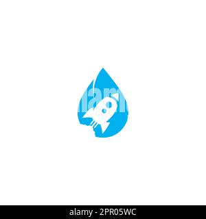 Rocket and drop logo design template. Stock Vector