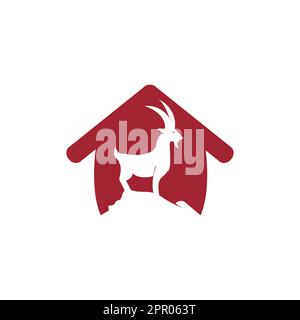 Goat home Logo Template vector design. A beard goat logo concept. Stock Vector