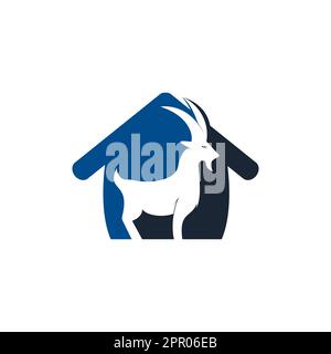 Goat home Logo Template vector design. A beard goat logo concept. Stock Vector