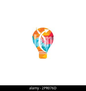 Bulb lamp and Human nature DNA and genetic logo design. Human health and care logo design. Nature idea innovation symbol. Stock Vector