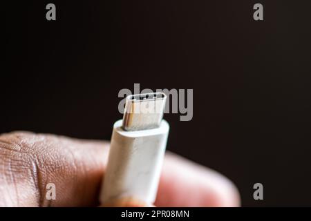 Type-C USB connector in white color Stock Photo