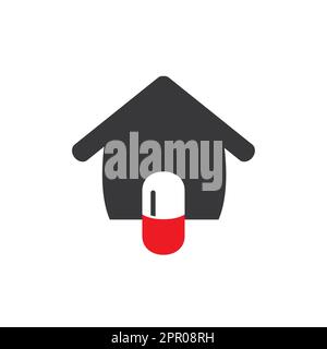Home capsule logo design template. Medicine home delivery service logo concept. Stock Vector