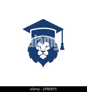 Lion Student vector logo design. Lion academy logo concept. Stock Vector