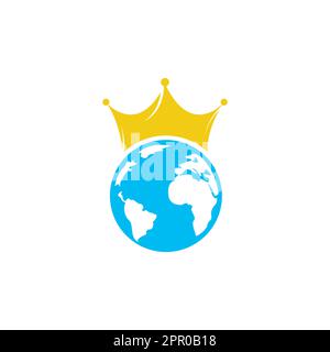 King Planet Vector Logo Design. Globe King Logo Icon Design. Stock Vector