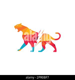 Cheetah thunder vector logo design. Cheetah electric energy logo vector design. Stock Vector