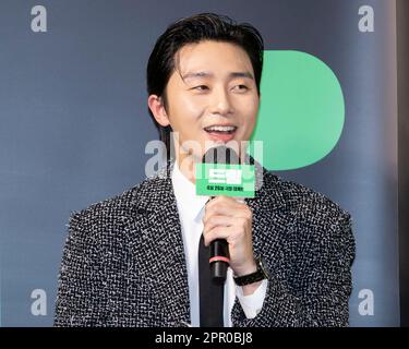 24th Apr, 2023. S. Korean actor Oh Kwang-rok and actress Park Ji-min ...