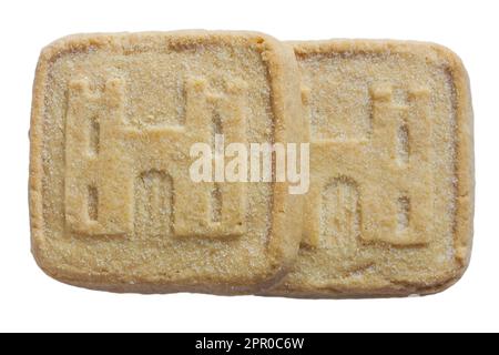 all butter shortbread biscuit to commemorate The Coronation of HM King Charles III 2023 from M&S isolated on white background Stock Photo