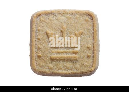 all butter shortbread biscuit to commemorate The Coronation of HM King Charles III 2023 from M&S isolated on white background Stock Photo