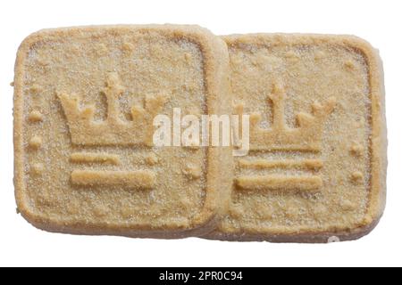 all butter shortbread biscuit to commemorate The Coronation of HM King Charles III 2023 from M&S isolated on white background Stock Photo