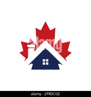 Maple leaf real estate vector logo. Maple leaf home icon. Stock Vector
