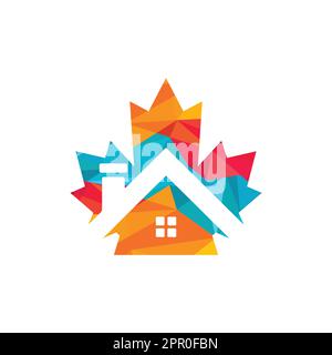 Maple leaf real estate vector logo. Maple leaf home icon. Stock Vector