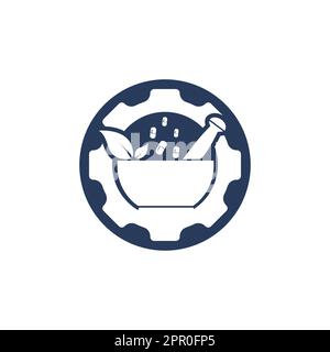 Gear pharmacy vector logo design. Mechanic health logo concept. Stock Vector