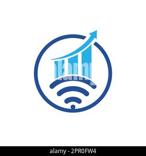 Wifi Statistic vector logo design. Wifi analytic logo icon design. Stock Vector